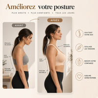 Améliorez votre posture avec la brassière Foyrane : avant/après, épaules alignées, dos droit