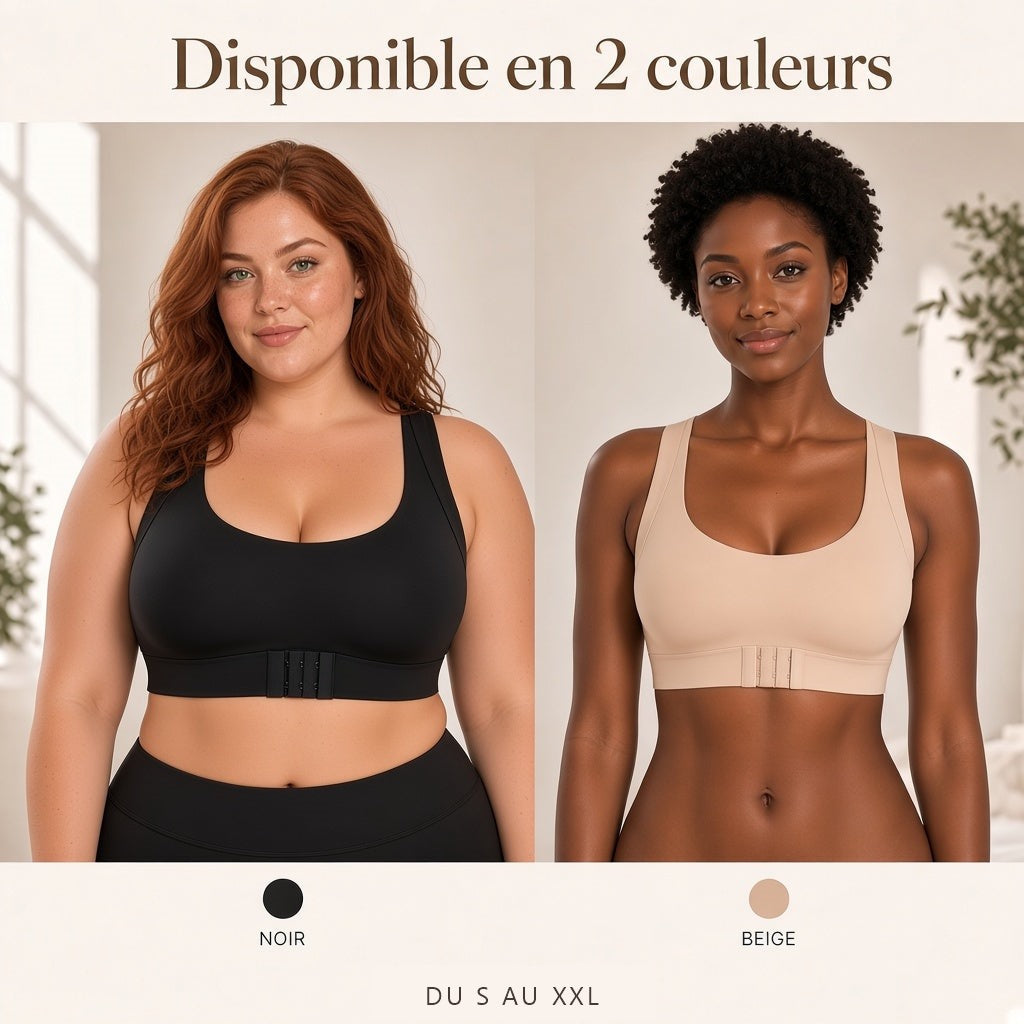 Brassière Foyrane disponible en noir et beige, du S au XXL